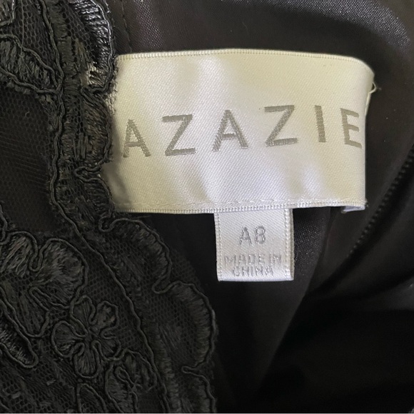 Azazie Sonya Flowy V-Neck Lace Dress | Black Bridesmaid Dress | Prom | Formal - Picture 14 of 15